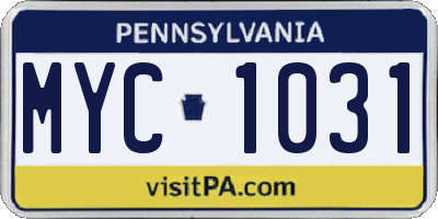 PA license plate MYC1031