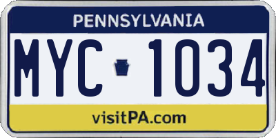 PA license plate MYC1034