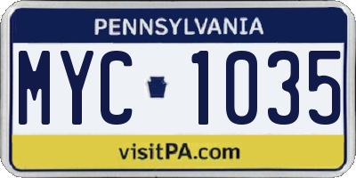 PA license plate MYC1035
