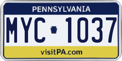 PA license plate MYC1037