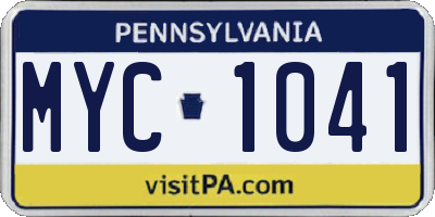 PA license plate MYC1041