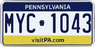 PA license plate MYC1043