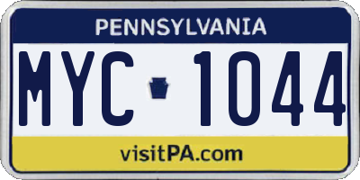 PA license plate MYC1044