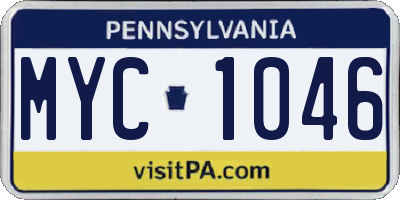 PA license plate MYC1046