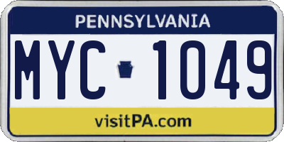 PA license plate MYC1049