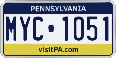 PA license plate MYC1051