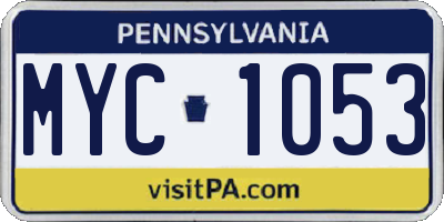 PA license plate MYC1053