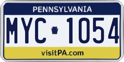 PA license plate MYC1054