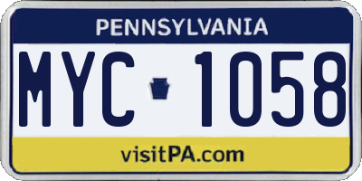 PA license plate MYC1058