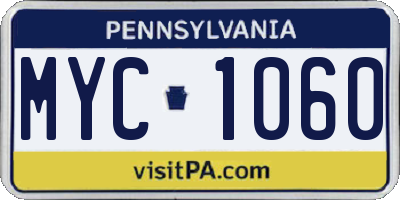 PA license plate MYC1060