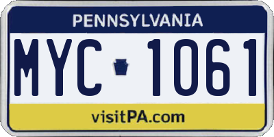 PA license plate MYC1061