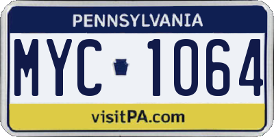 PA license plate MYC1064