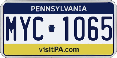 PA license plate MYC1065