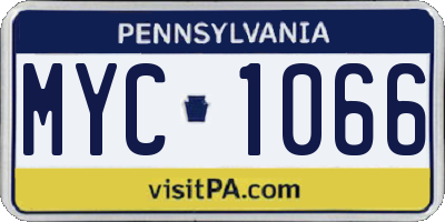 PA license plate MYC1066