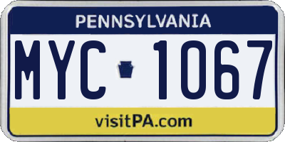 PA license plate MYC1067