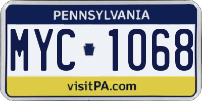 PA license plate MYC1068