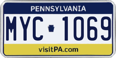 PA license plate MYC1069