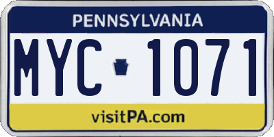 PA license plate MYC1071