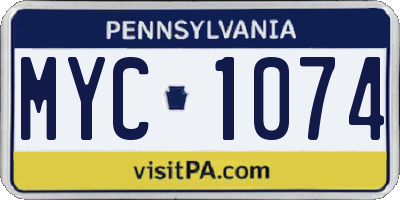 PA license plate MYC1074