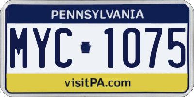 PA license plate MYC1075