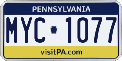PA license plate MYC1077