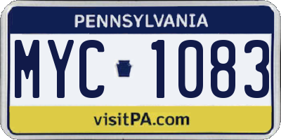 PA license plate MYC1083