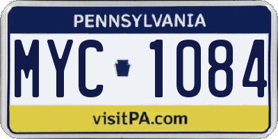 PA license plate MYC1084