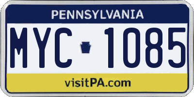 PA license plate MYC1085