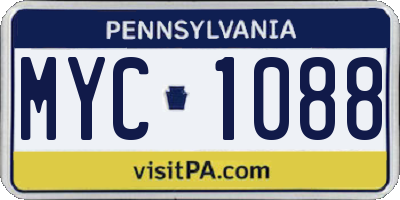 PA license plate MYC1088