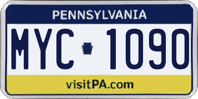PA license plate MYC1090