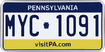 PA license plate MYC1091
