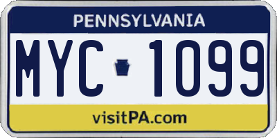 PA license plate MYC1099