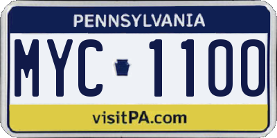 PA license plate MYC1100