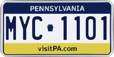 PA license plate MYC1101
