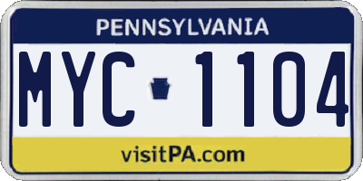PA license plate MYC1104