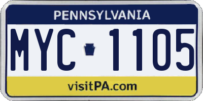 PA license plate MYC1105
