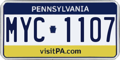 PA license plate MYC1107