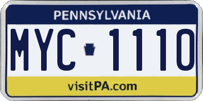 PA license plate MYC1110