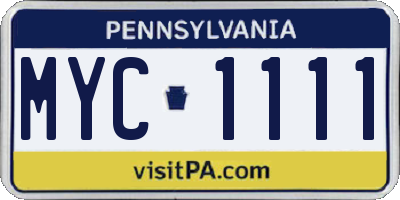 PA license plate MYC1111