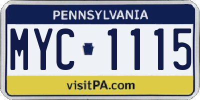PA license plate MYC1115