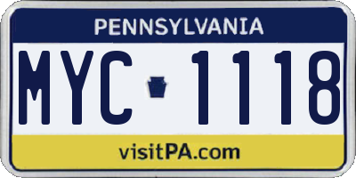 PA license plate MYC1118