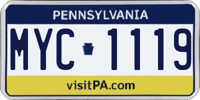 PA license plate MYC1119