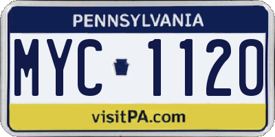 PA license plate MYC1120