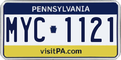 PA license plate MYC1121