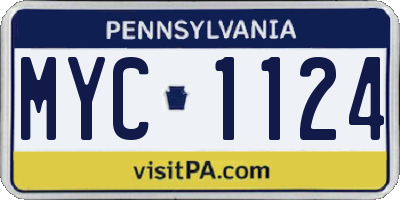 PA license plate MYC1124