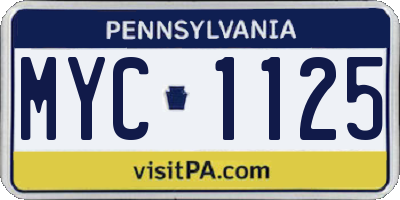 PA license plate MYC1125