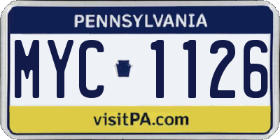 PA license plate MYC1126