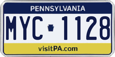 PA license plate MYC1128