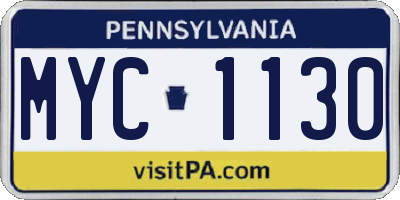 PA license plate MYC1130
