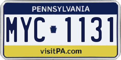 PA license plate MYC1131